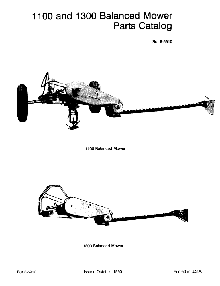 Схема запчастей Case IH 1300 - (1-1) - 1100 AND 1300 BALANCED MOWER, PARTS CATALOG (00) - PICTORIAL INDEX