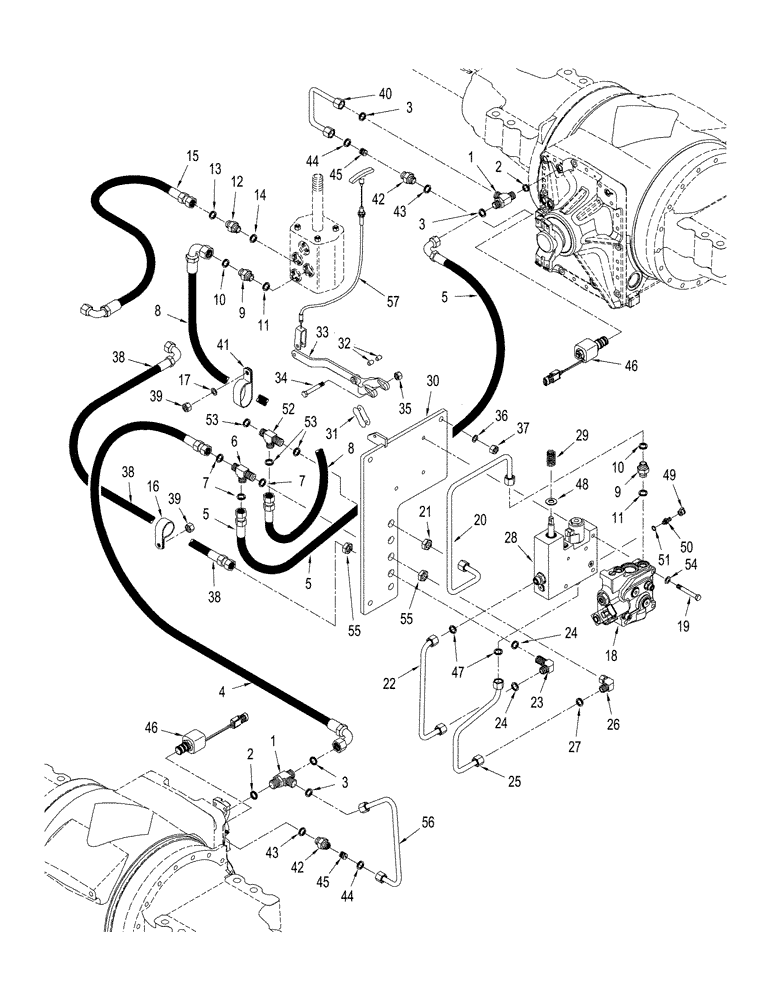 Схема запчастей Case IH STX375 - (07-05) - 400 SERIES AXLE - PARK BRAKE CIRCUIT, WITH DIFFERENTIAL LOCK, BSN JEE0102001 (07) - BRAKES