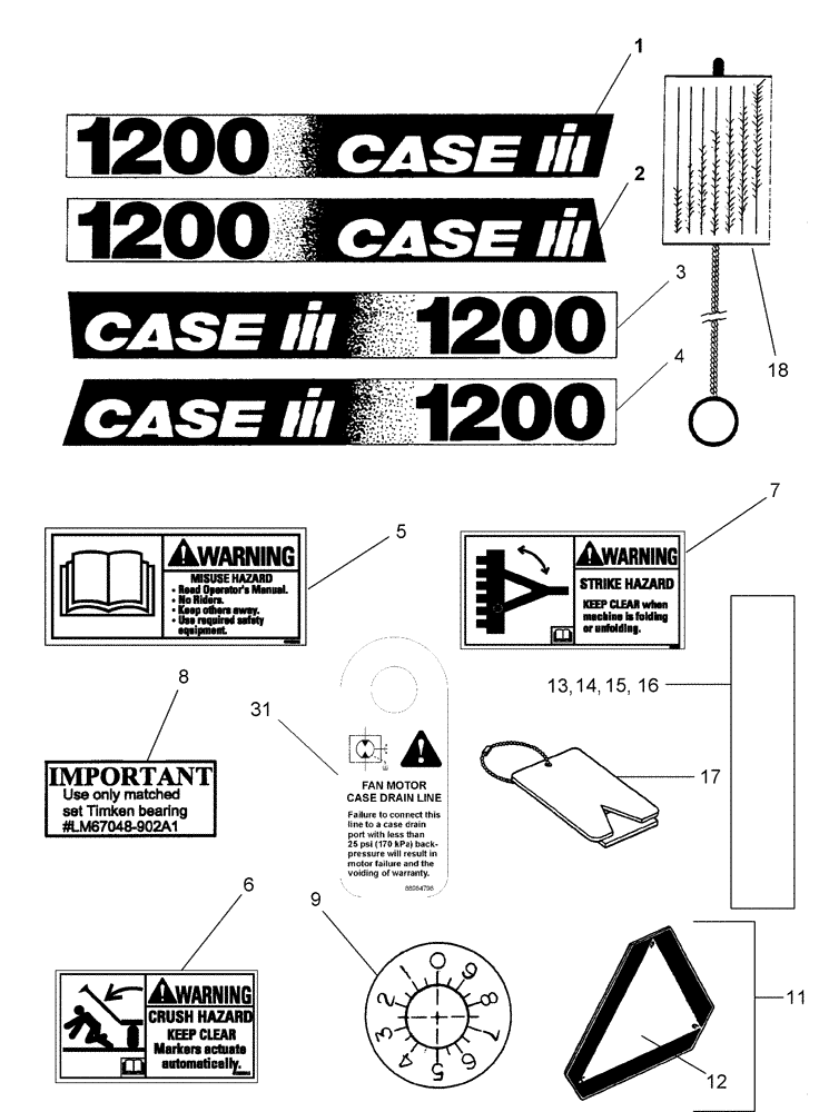Схема запчастей Case IH 1200PT - (E.60.A[01]) - DECALS / TOOLS E - Body and Structure