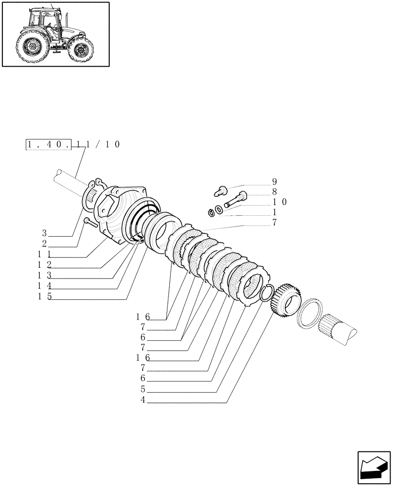 Схема запчастей Case IH JX90 - (1.40.11/09) - (VAR.385) STANDARD FRONT AXLE W/LIMITED SLIP DIFF, W/ FRONT BRAKES (40KM/H) - FRONT BRAKE DISCS (04) - FRONT AXLE & STEERING