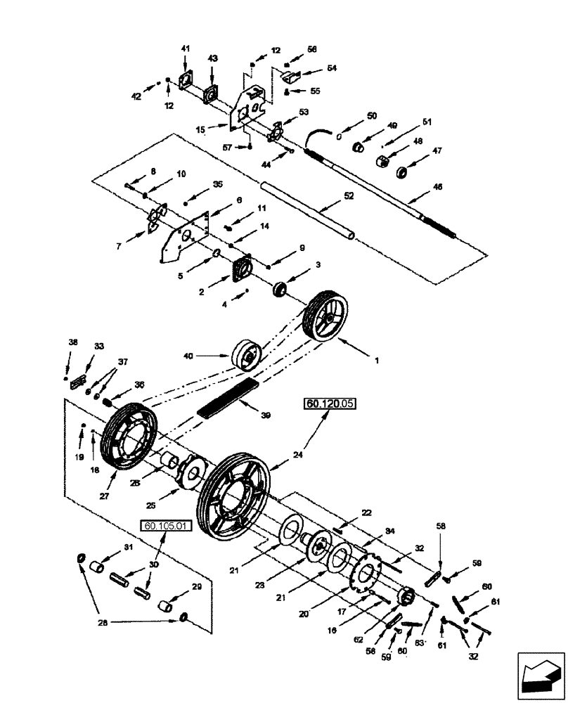 Схема запчастей Case IH 2577 - (60.130.01) - FEEDER - JACKSHAFT DRIVE (60) - PRODUCT FEEDING