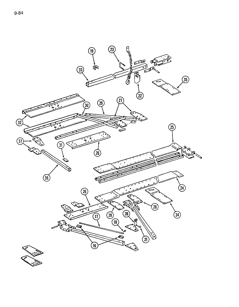 Схема запчастей Case IH 7200 - (9-084) - HEAVY DUTY HITCH - FOUR DRILL, MACHINES BUILT 1980 THROUGH (09) - CHASSIS/ATTACHMENTS