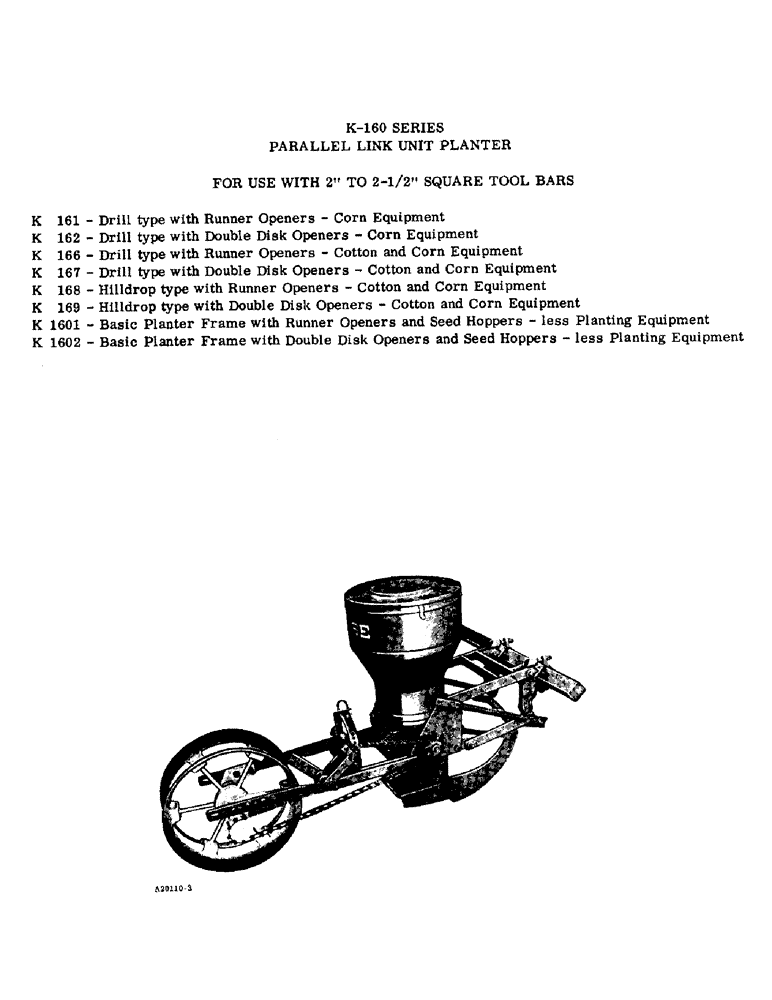 Схема запчастей Case IH K160 - (01) - PARALLEL LINK UNIT PLANTERS 