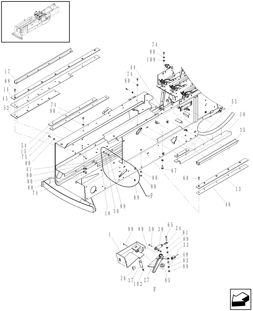 Схема запчастей Case IH SB541 - (62.150.01[2]) - PLUNGER RAILS & SAFETY LATCH, SB541 (62) - PRESSING - BALE FORMATION