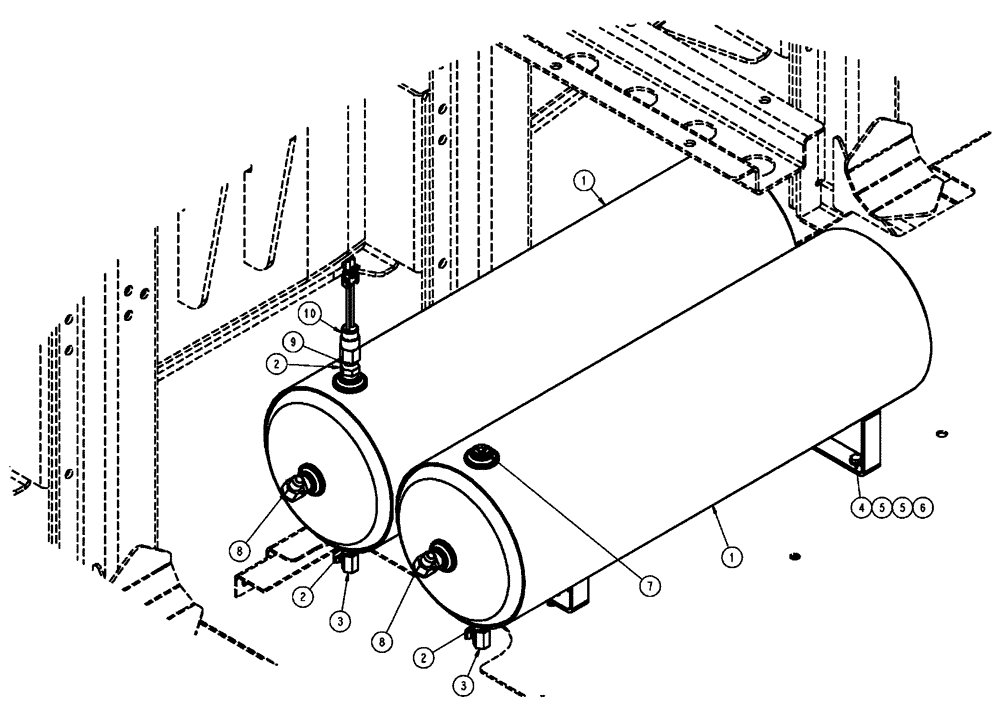 Схема запчастей Case IH FLX3510 - (07-012) - PRIMARY/SECONDARY AIR TANK GROUP Pneumatics