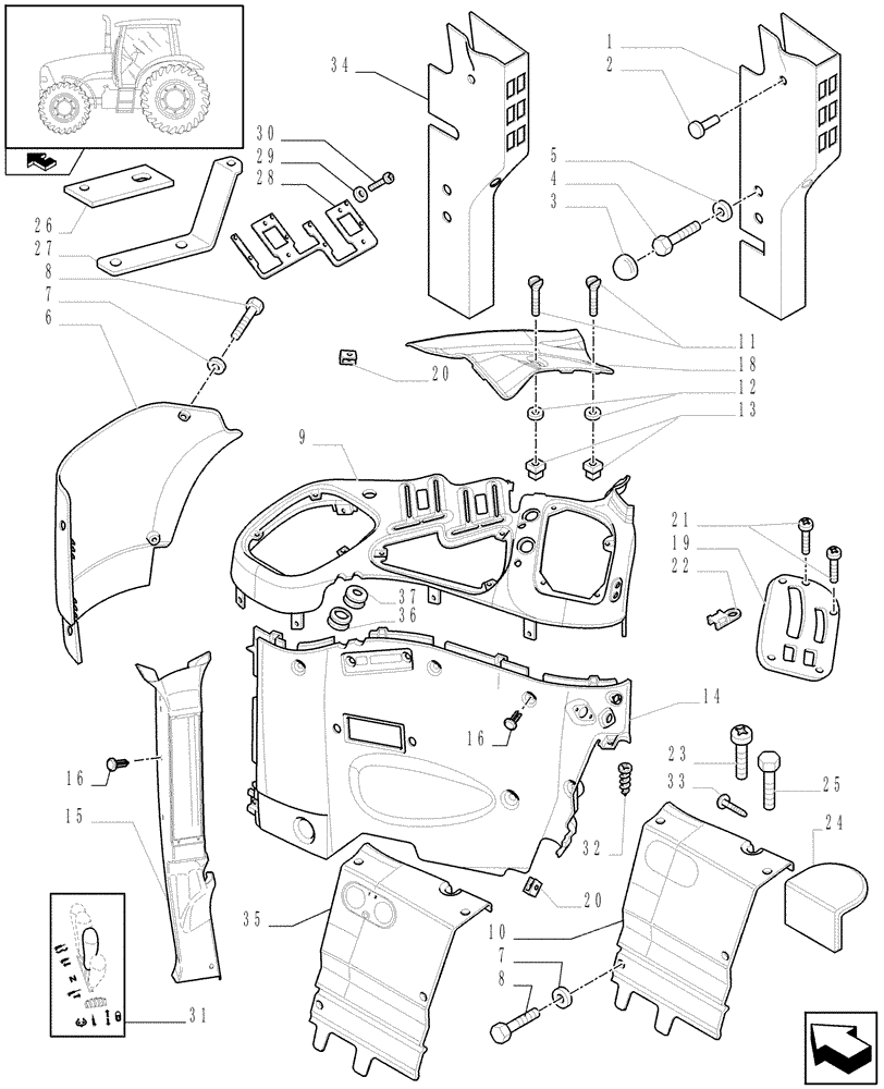 Схема запчастей Case IH PUMA 115 - (1.93.0[02]) - CONTROLS COVER - C6514 (10) - OPERATORS PLATFORM/CAB