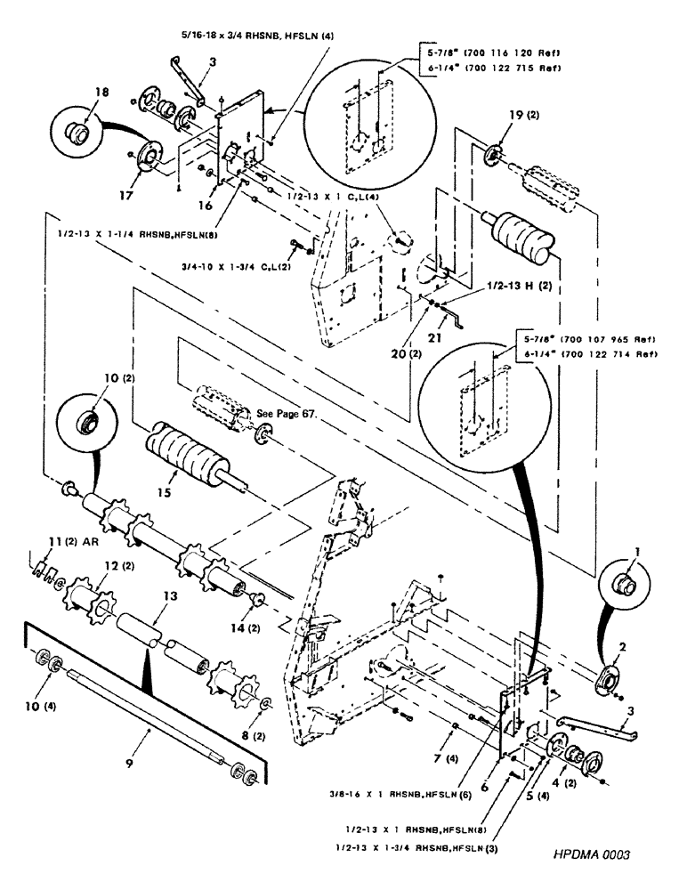 Схема запчастей Case IH 8450 - (072) - ROLLERS, LOWER, ASSEMBLY (14) - BALE CHAMBER