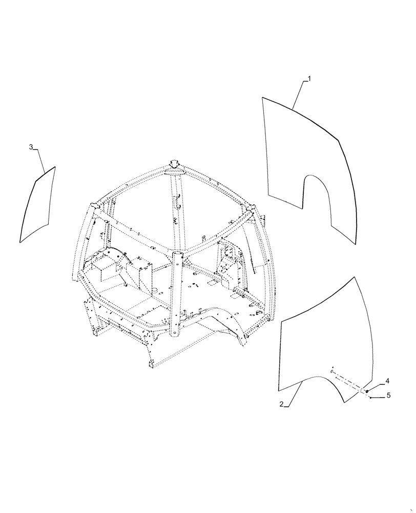 Схема запчастей Case IH MAGNUM 310 - (90.156.AL[01]) - CAB, FIXED GLASS (90) - PLATFORM, CAB, BODYWORK AND DECALS