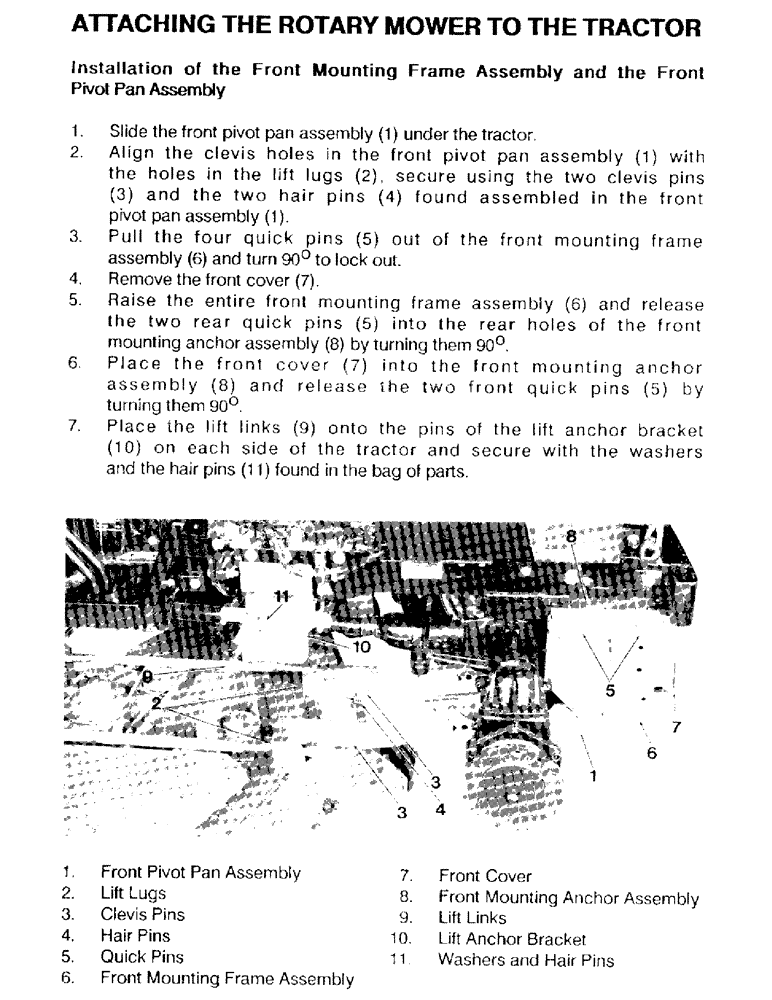 Схема запчастей Case IH 61MS - (09) - ATTACHING THE ROTARY MOWER TO THE TRACTOR 