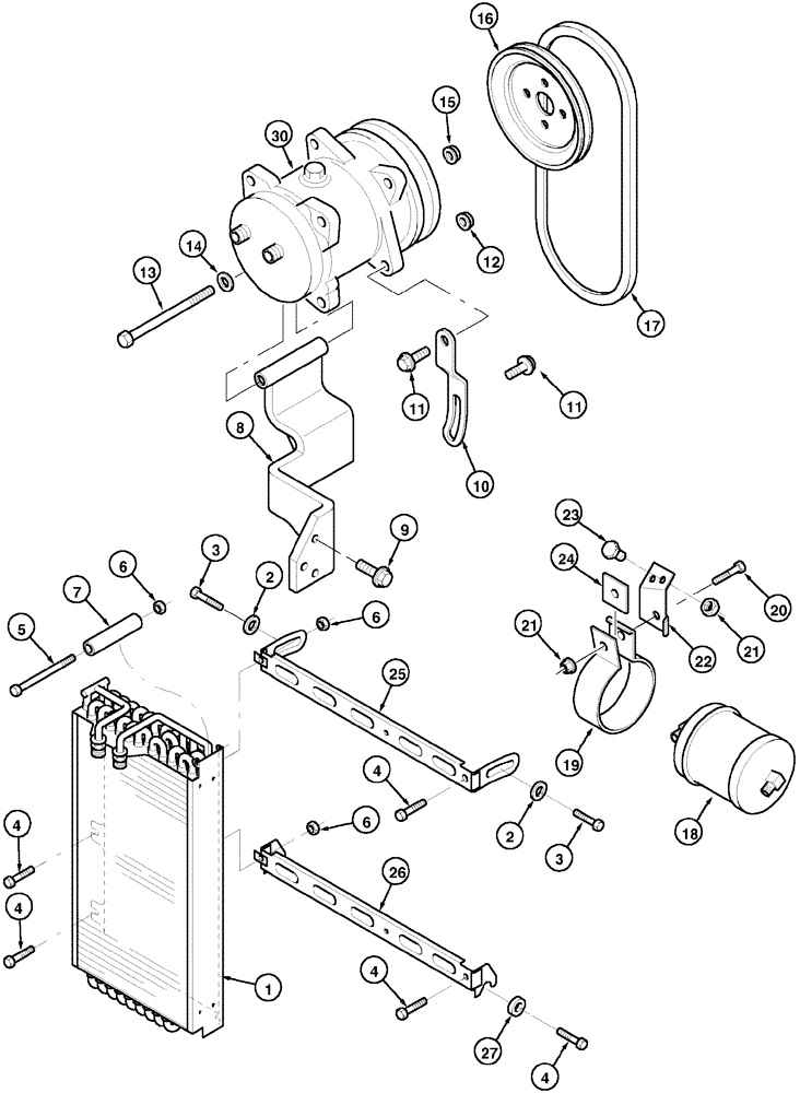 Схема запчастей Case IH C100 - (02-06) - AIR CONDITIONER, COMPRESSOR AND CONDENSER (02) - ENGINE
