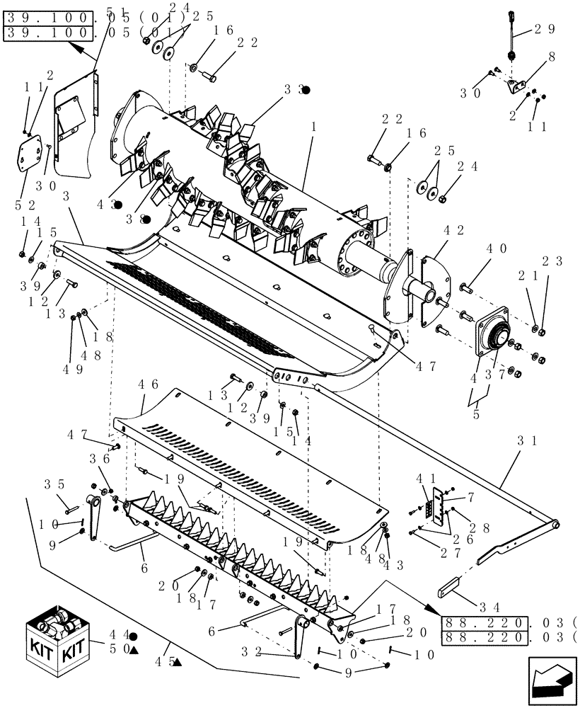 Схема запчастей Case IH 8010 - (88.210.10[02]) - STRAW CHOPPER, STANDARD AND FINE, NA ONLY - PIN HAJ203154 & AFTER - 7010/8010 (88) - ACCESSORIES