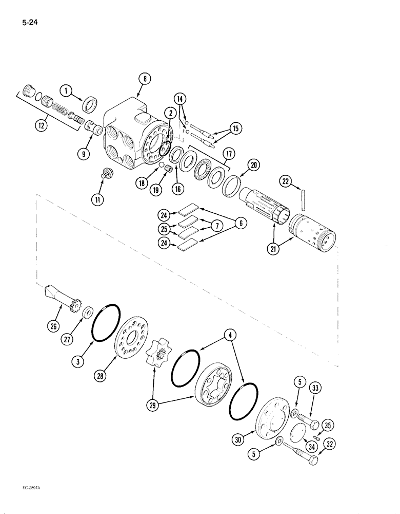 Схема запчастей Case IH 895 - (5-24) - POWER STEERING VALVE, DANFOSS OSPC 100 OR (05) - STEERING