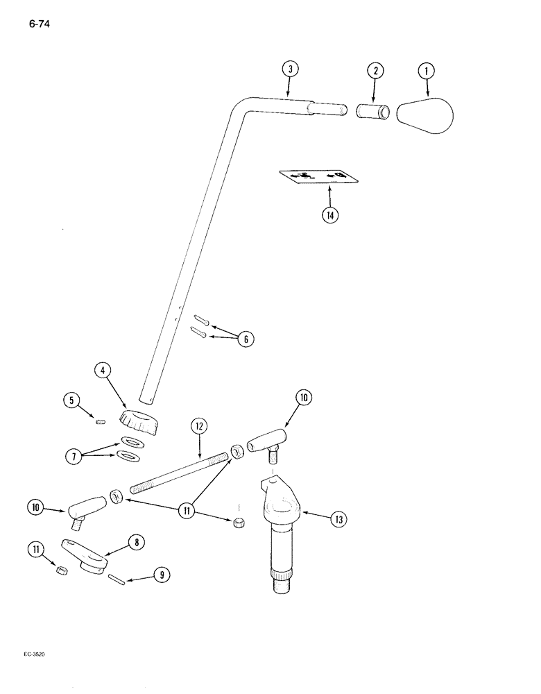 Схема запчастей Case IH 995 - (6-074) - CREEPER CONTROL, TRACTOR WITHOUT CAB (06) - POWER TRAIN