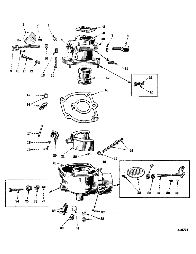 Схема запчастей Case IH FARMALL MV - (035) - CARBURETED ENGINE, CARBURETOR, INTERNATIONAL MODEL E-12, 1-1/4 INCHES UPDRAFT (01) - ENGINE