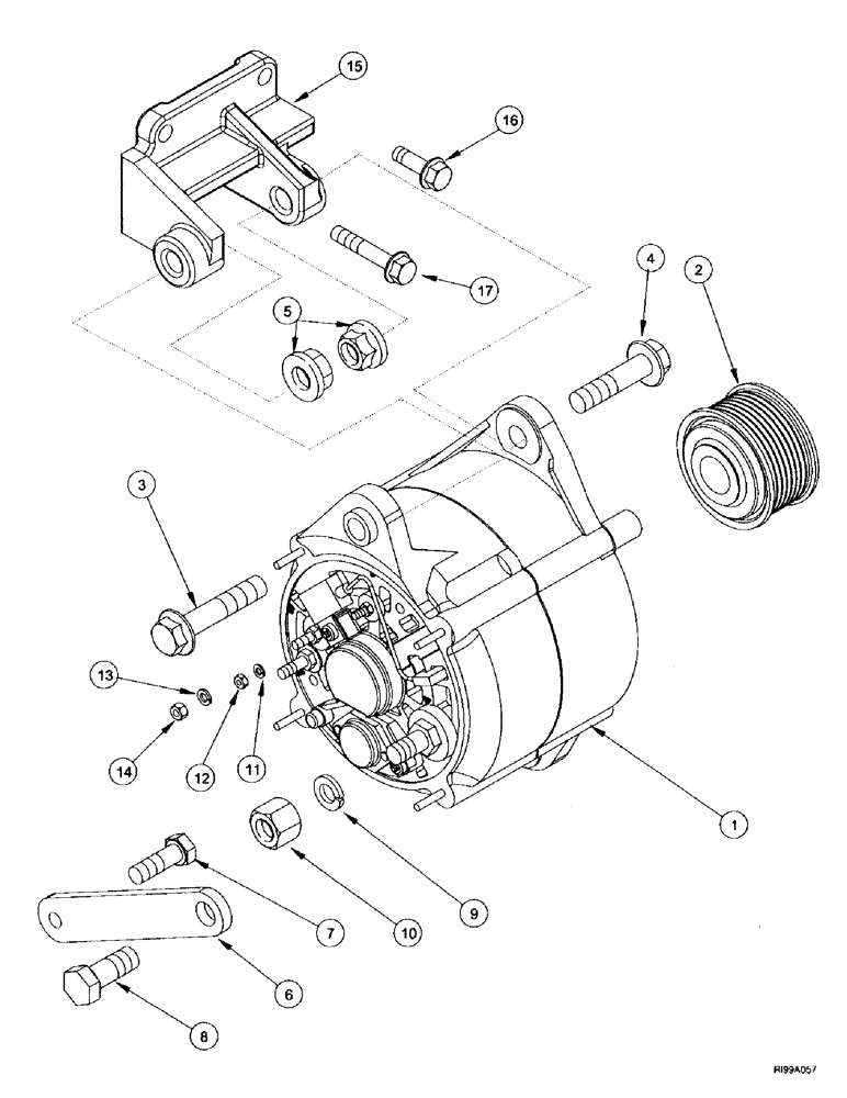 Схема запчастей Case IH MX200 - (4-028) - ALTERNATOR, MOUNTING, MX180, MX200, MX220 (04) - ELECTRICAL SYSTEMS