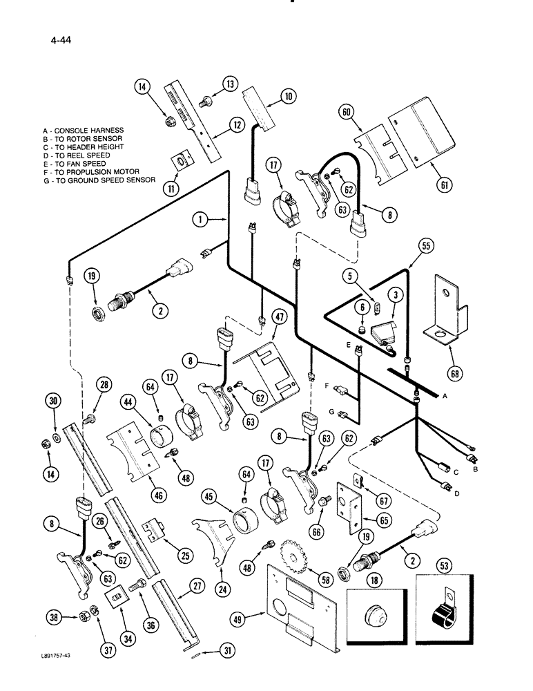 Схема запчастей Case IH 1670 - (4-44) - SHAFT SPEED MONITOR CONTROL, COMBINE WITHOUT STRAW CHOPPER (06) - ELECTRICAL