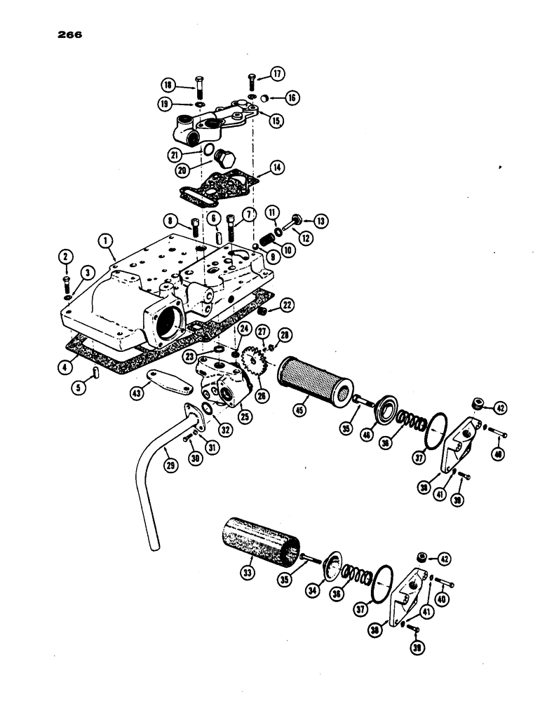 Схема запчастей Case IH 530 - (266) - HYDRAULIC PUMP AND ADAPTER, CASE-O-MATOIC DRIVE, PRIOR TO S/N 8262800 (08) - HYDRAULICS