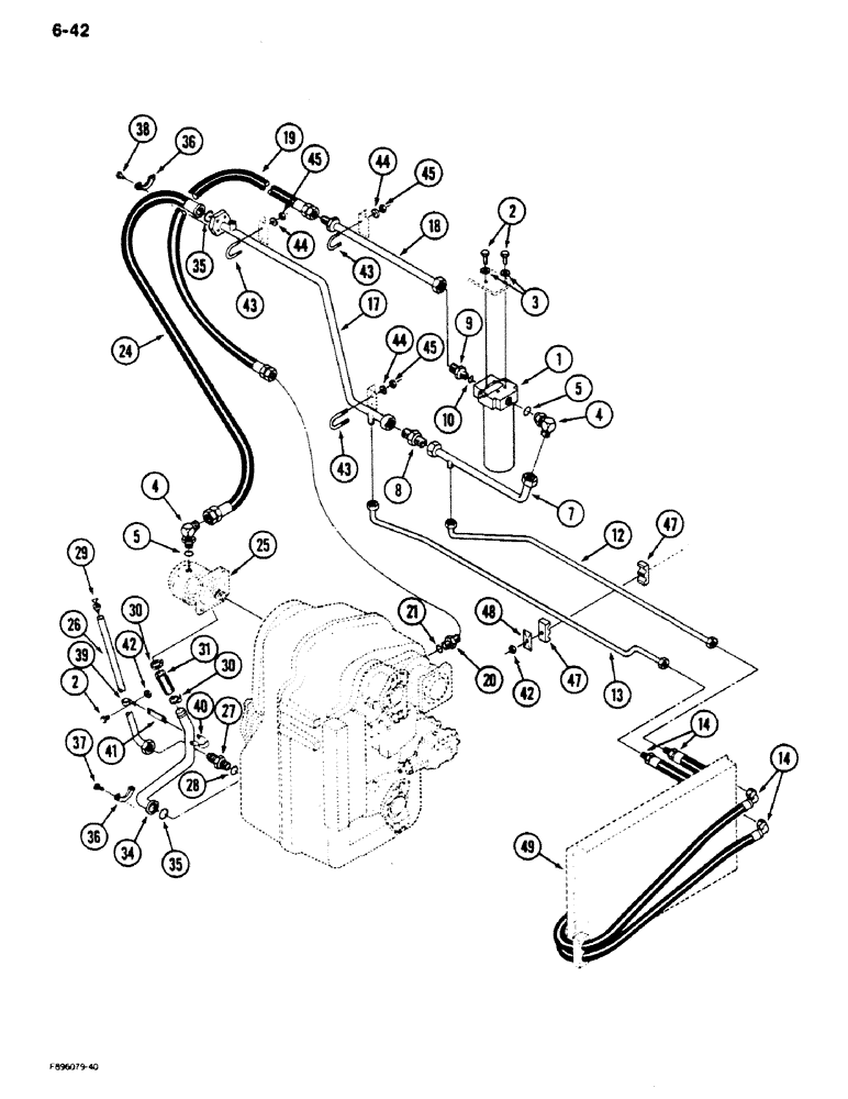 Схема запчастей Case IH 9180 - (6-42) - TRANSMISSION LUBRICATION, TRANSMISSION TO COOLER (06) - POWER TRAIN