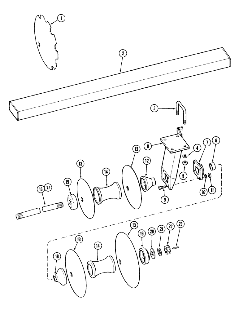 Схема запчастей Case IH RPW - (140) - REAR GANG - 9 INCH (228.6 MM) SPACING, 16 FOOT (4.9 M) CUT 