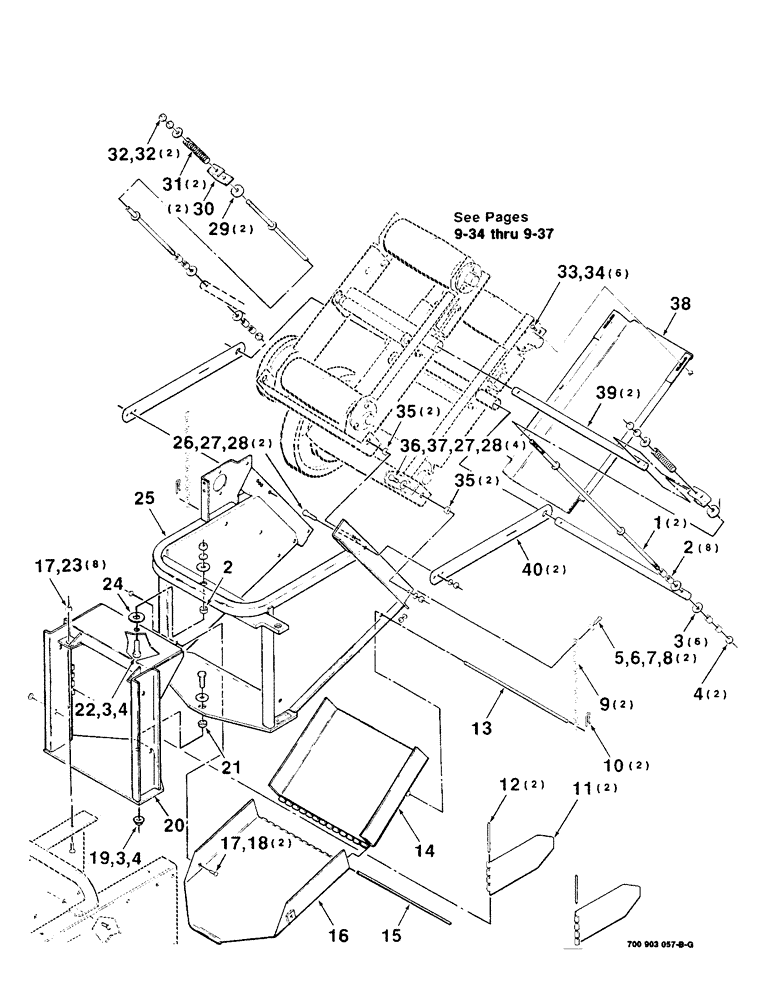 Схема запчастей Case IH 8545 - (9-32) - BALE THROWER KIT - MOUNTING ASSEMBLY, (HK40634 BALE THROWER KIT COMPLETE - WITH SPEED CONTROL) Decals & Attachments