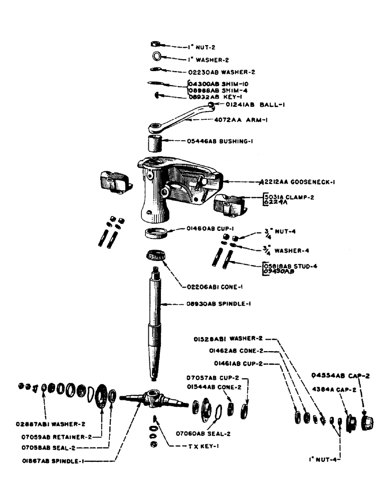 Схема запчастей Case IH DC-SERIES - (106) - FRONT SPINDLE AND GOOSENECK, FOR "DC" TRACTOR (06) - POWER TRAIN