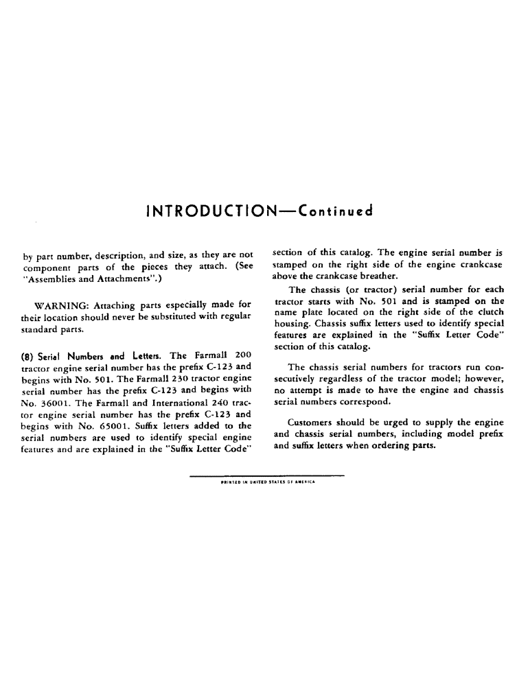 Схема запчастей Case IH 230 - (002) - INTRODUCTION - SERIAL NUMBER LOCATIONS (00) - GENERAL