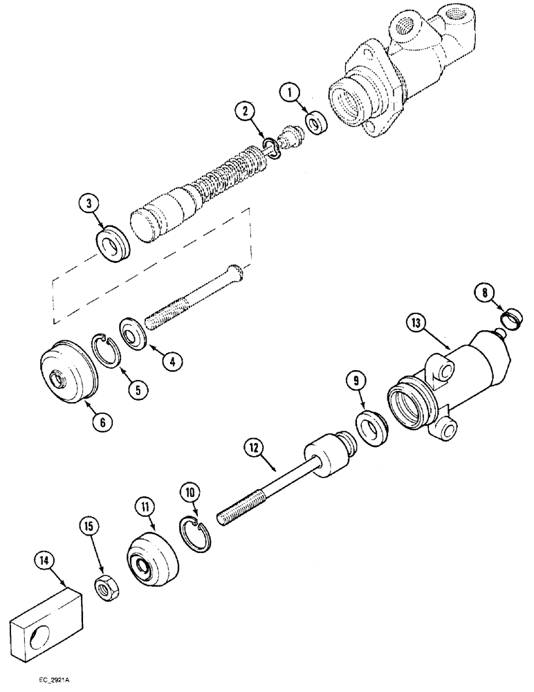 Схема запчастей Case IH 3230 - (6-058) - CLUTCH HYDRAULIC CYLINDERS, TRACTOR WITH CAB, CLUTCH MASTER CYLINDER (06) - POWER TRAIN