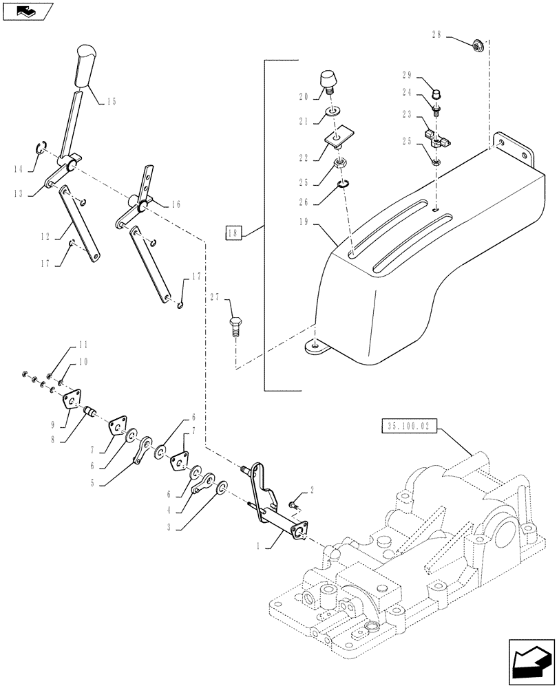 Схема запчастей Case IH FARMALL 50B - (35.108.01) - HYDRAULIC CONTROL LEVER W/DRAFT (35) - HYDRAULIC SYSTEMS