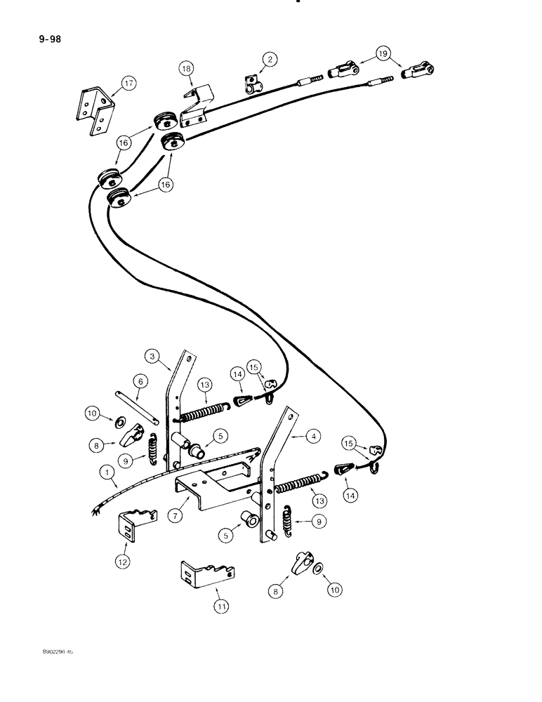 Схема запчастей Case IH 560 - (9-098) - WIDESPREAD & APRON DRIVE CONTROLS, CONTROL LEVERS, CABLES & PULLEYS, USED ON ALL MODELS EXCEPT 560 (09) - CHASSIS/ATTACHMENTS