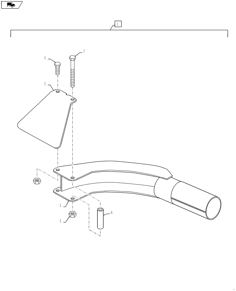 Схема запчастей Case IH 810 - (39.130.30) - DEFLECTOR ASSEMBLY, 2.5" TUBES, LH BOOM (39) - FRAMES AND BALLASTING