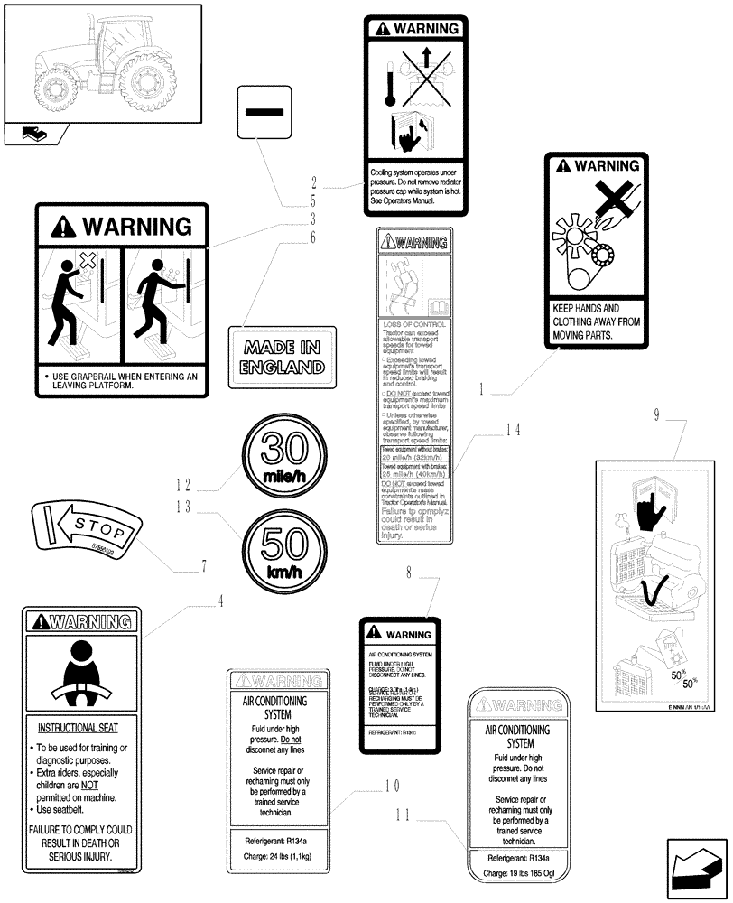 Схема запчастей Case IH PUMA 140 - (1.98.0/02[02]) - NORTH AMERICA VERSION - DECALS (VAR.330007-335007) (13) - DECALS