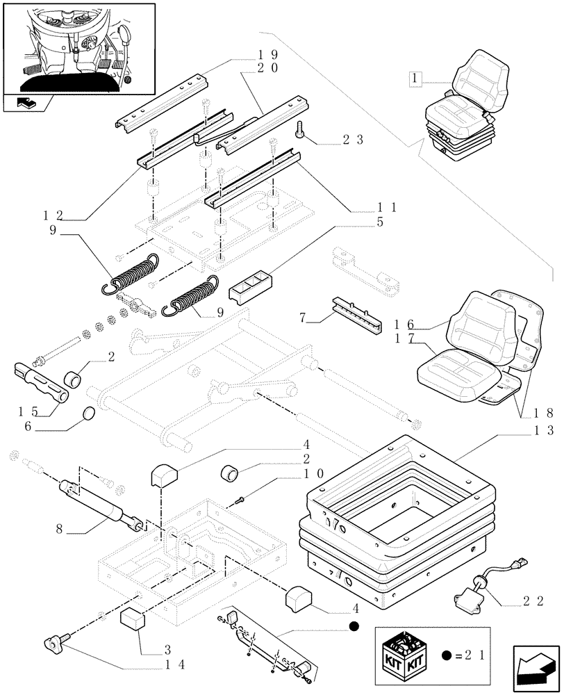 Схема запчастей Case IH FARMALL 95C - (1.92.85/07A) - FABRIC SEAT WITH SAFETY SWITCH - W/CAB - C6330 (10) - OPERATORS PLATFORM/CAB