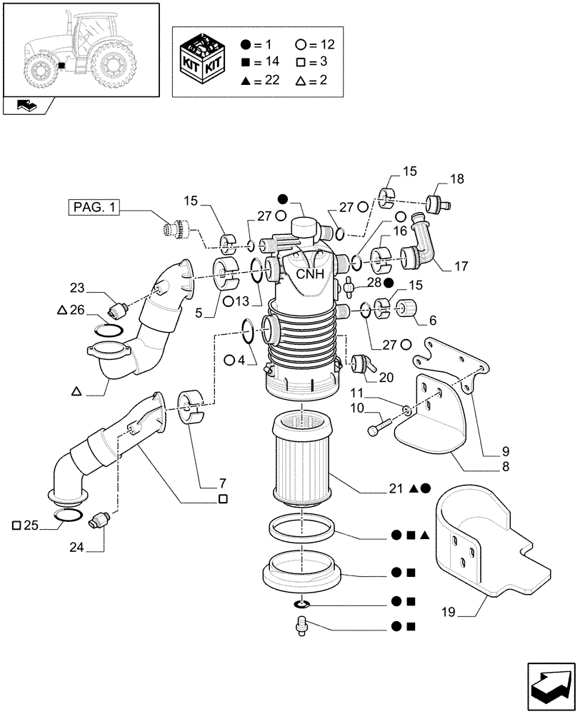 Схема запчастей Case IH PUMA 115 - (1.32.8[02]) - PUMPS FOR HYDRAULIC SYSTEM AND LIFT - OIL FILTER, PIPES AND SUPPORT (03) - TRANSMISSION