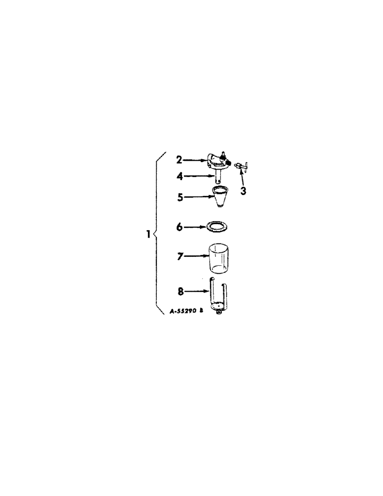 Схема запчастей Case IH 606 - (059[A]) - FUEL SYSTEM, FUEL STRAINER AND WATER TRAP (02) - FUEL SYSTEM