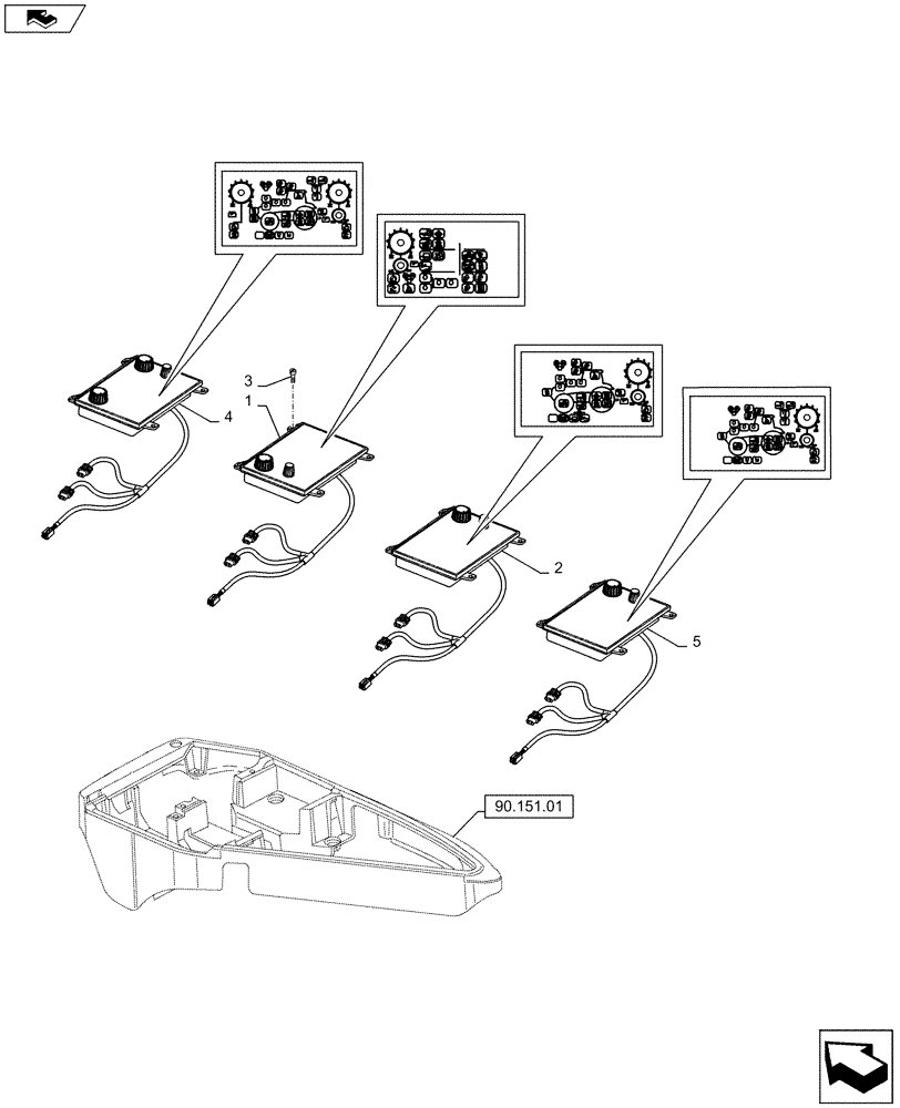 Схема запчастей Case IH PUMA 145 - (55.512.09) - ARMREST CONTROL UNIT - INTEGRATED CONTROL PANEL (55) - ELECTRICAL SYSTEMS