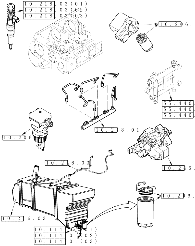 Схема запчастей Case IH 7120 - (10.000.00[03A]) - SECTION INDEX - FUEL SYSTEM - 7120/7120(LA) (10) - ENGINE