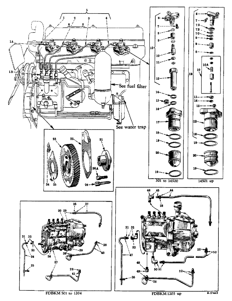 Схема запчастей Case IH FARMALL MV - (072) - DIESEL ENGINE, FUEL INJECTION NOZZLES, PIPES, GEAR AND CONNECTIONS (01) - ENGINE