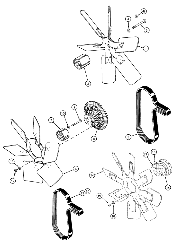 Схема запчастей Case IH 7220 - (2-008) - RADIATOR FAN AND MOUNTING PARTS (02) - ENGINE