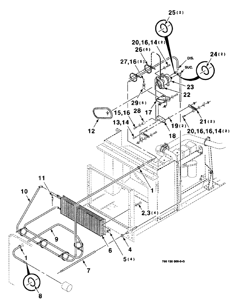 Схема запчастей Case IH 8850 - (02-16) - CONDENSER- COMPRESSOR ASSEMBLY, SERIAL NUMBER CFH0099001 THRU CFH0099164 (02) - ENGINE