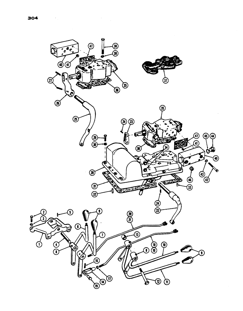 Схема запчастей Case IH 530 - (304) - HYDRAULIC CONTROLS AND LEVERS, DRAFT-O-MATIC TRACTORS, PRIOR TO S/N 8262800 (08) - HYDRAULICS