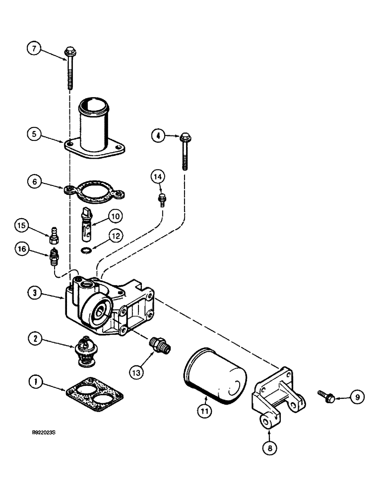 Схема запчастей Case IH 1670 - (2-38) - THERMOSTAT HOUSING AND WATER FILTER, 6TA-830 ENGINE (01) - ENGINE