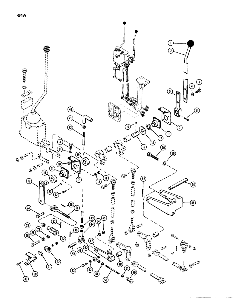 Схема запчастей Case IH 1200 - (061A) - FORWARD AND REVERSE SHIFT LINKAGE, FIRST USED TRACTOR SERIAL NUMBER 9801866 (06) - POWER TRAIN