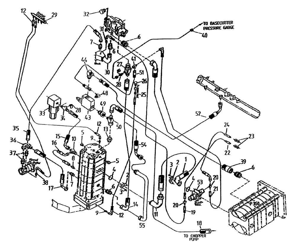 Схема запчастей Case IH 7700 - (B05[40A]) - HYDRAULIC CIRCUIT {FINNED ROLLER, UNDERSLUNG BASECUTTER} Hydraulic Components & Circuits
