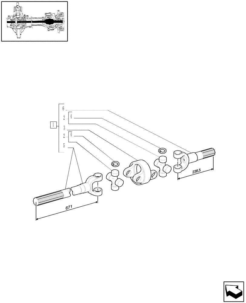 Схема запчастей Case IH MAXXUM 140 - (1.40.11/10A) - SHAFT ARTICULATED - BREAKDOWN - C6449 (VAR.330425) (04) - FRONT AXLE & STEERING