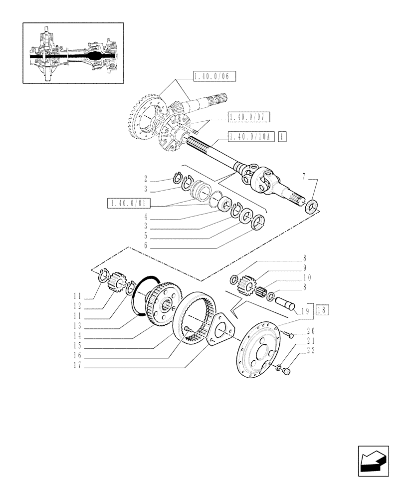 Схема запчастей Case IH MAXXUM 110 - (1.40. 0/10[01]) - 4WD (CL.3) FRONT WITH LIM. SLIP DIF. LOCK - PROPELLER SHAFT AND EPICYCLIC GEAR TRAIN - C6449 (04) - FRONT AXLE & STEERING