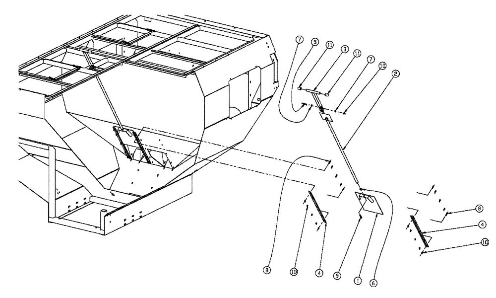 Схема запчастей Case IH 438 - (01-002) - GATE GROUP, AUXILIARY BIN Basic Unit