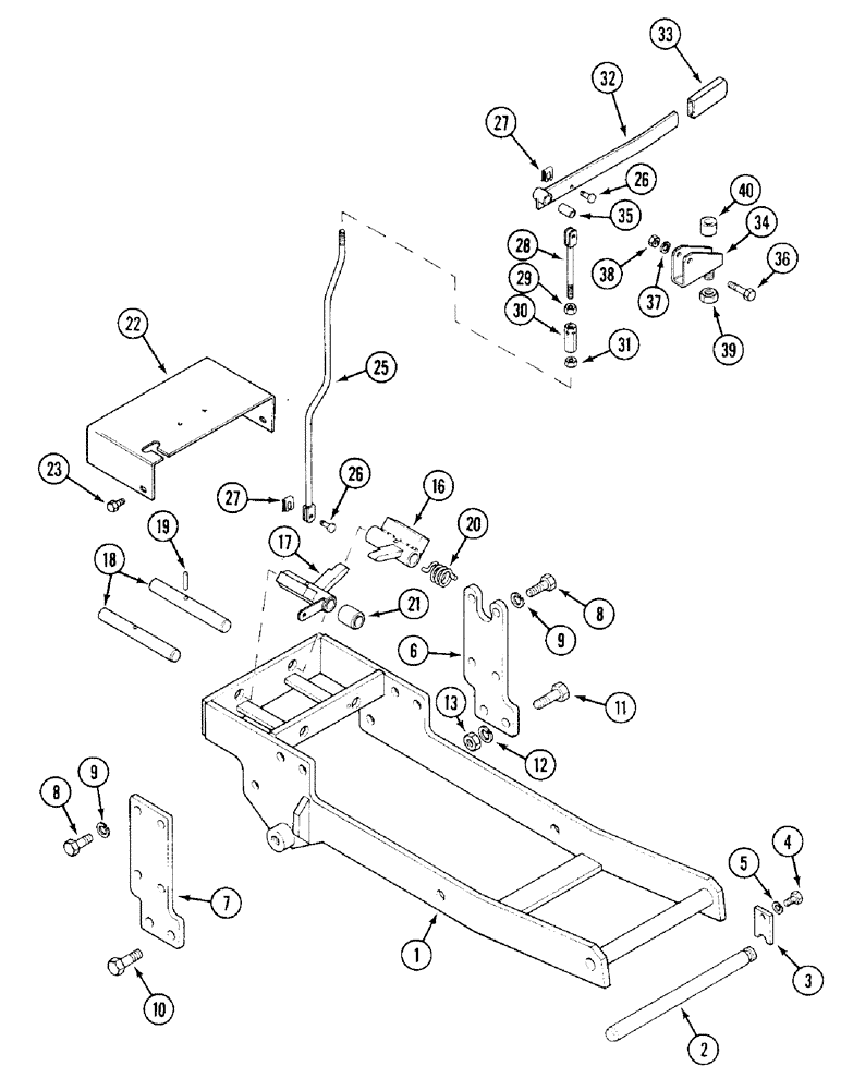 Схема запчастей Case IH 1394 - (9-394) - COMBINED DRAWBAR AND PICK-UP HITCH, SUPPORT BRACKET AND FRAME, NOT NORTH AMERICA (09) - CHASSIS/ATTACHMENTS