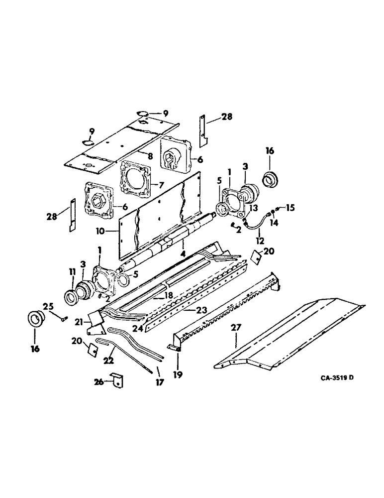 Схема запчастей Case IH 915 - (21-16) - THRESHING CYLINDER AND CONCAVE, CYLINDER BEATER AND GRATE, FOUR BLADE BOX TYPE (14) - THRESHING