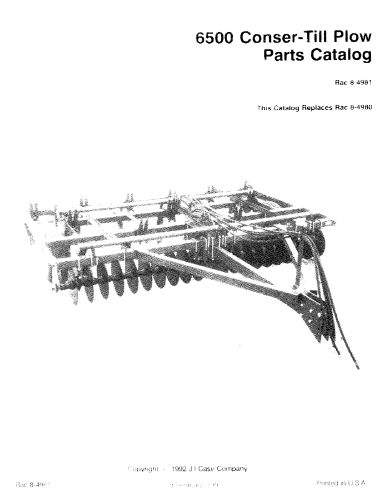 Схема запчастей Case IH 6500 - (1-1) - 6500 CONSER-TILL PLOW, PARTS CATALOG (00) - PICTORIAL INDEX