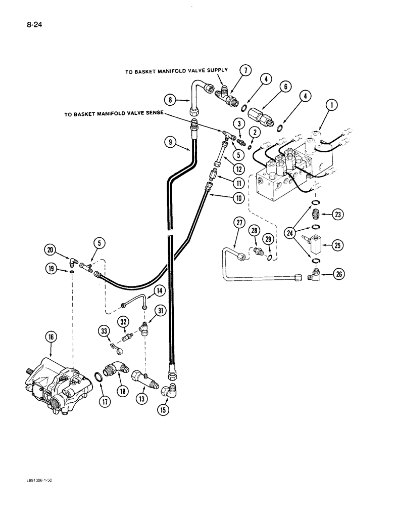 Схема запчастей Case IH 1822 - (8-24) - MANIFOLD VALVE SUPPLY AND PRESSURE COMPENSATOR SYSTEM (07) - HYDRAULICS
